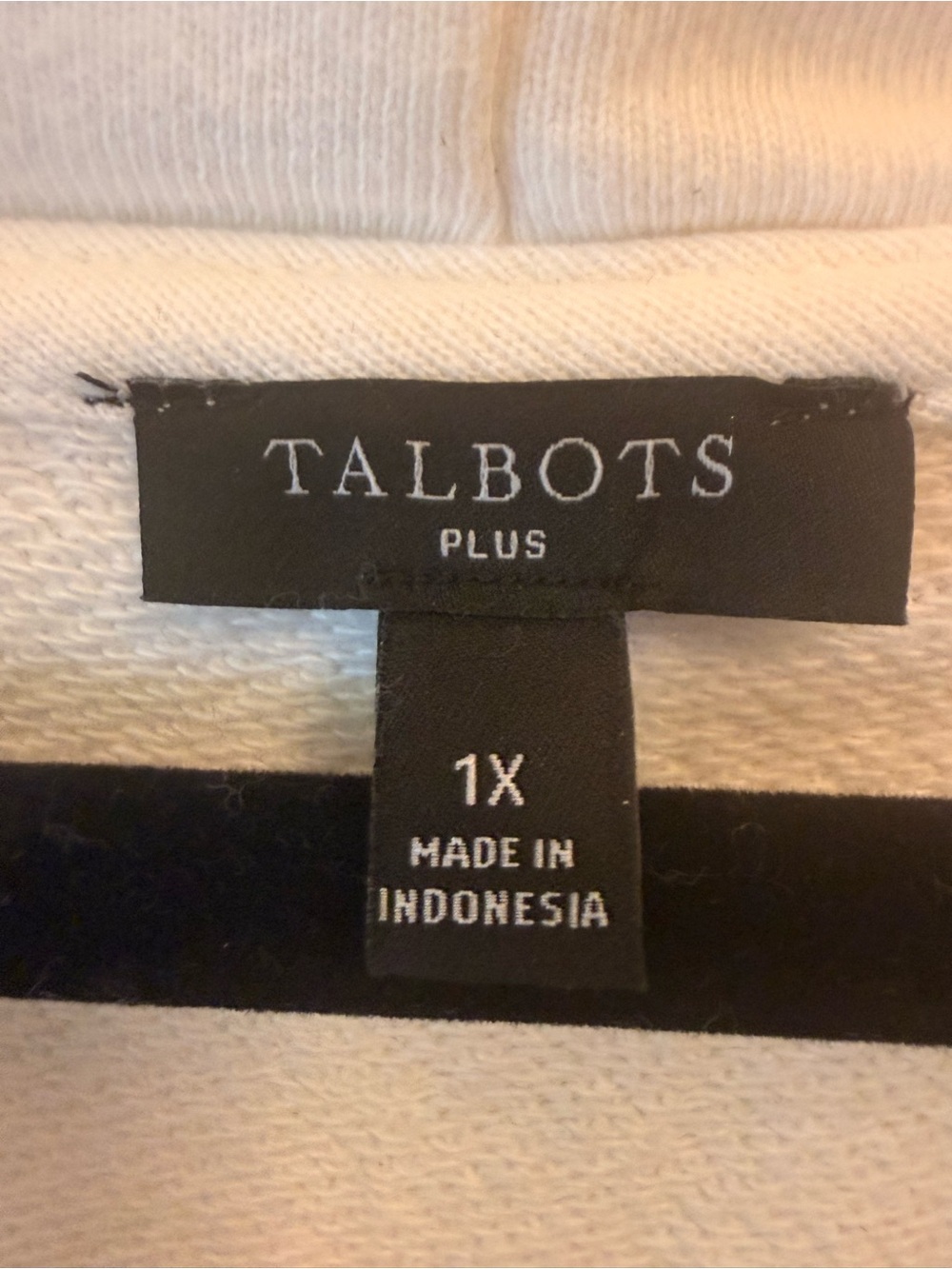 Talbots Plus White Lace Up Hoodie Size 1X Navy Nautical Drawstring - Picture 4 of 7